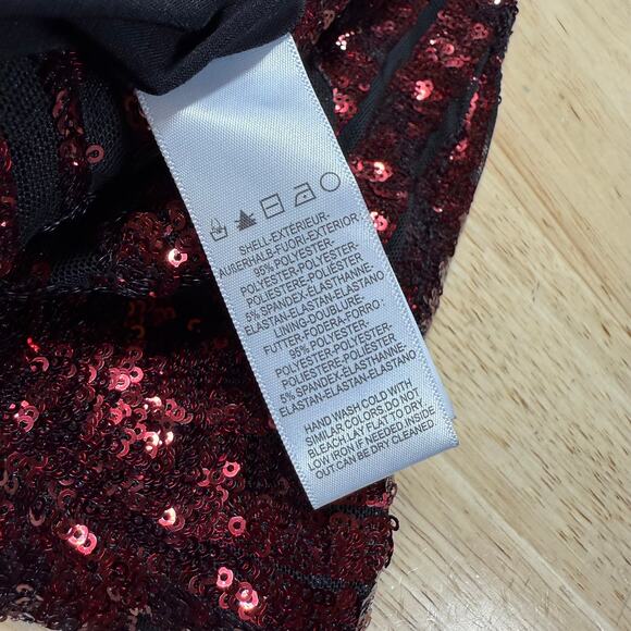 Dress The Population NWT Emery Long Sleeve Sequin Cocktail Dress Size L Berry - Picture 11 of 12